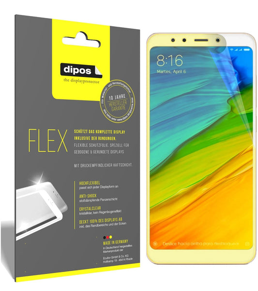 Klare Displayschutzfolie von dipos passend für Xiaomi Redmi 5 Plus, 100% Displayabdeckung und blasenfreie Montage