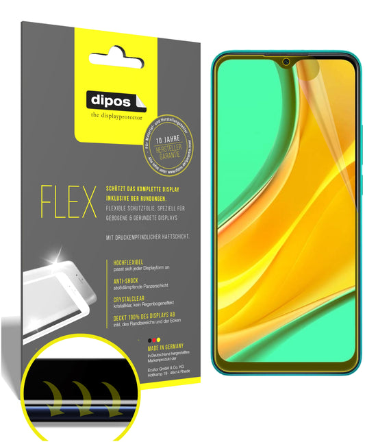 Klare Displayschutzfolie von dipos passend für Xiaomi Redmi 9, 100% Displayabdeckung und blasenfreie Montage