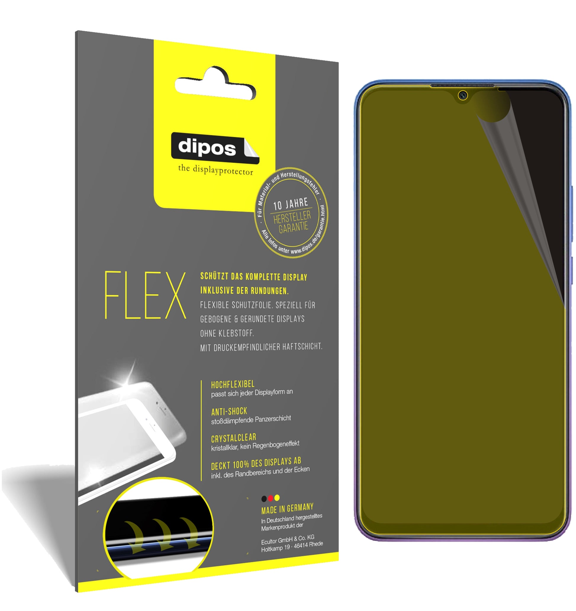 Klare Displayschutzfolie von dipos passend für Xiaomi Redmi 9 Prime, 100% Displayabdeckung und blasenfreie Montage
