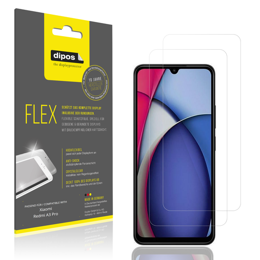 Klare Displayschutzfolie von dipos passend für Xiaomi Redmi A3 Pro, 100% Displayabdeckung und blasenfreie Montage