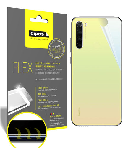 Klare Displayschutzfolie von dipos passend für Xiaomi Redmi Note 8T Rückseite, 100% Displayabdeckung und blasenfreie Montage