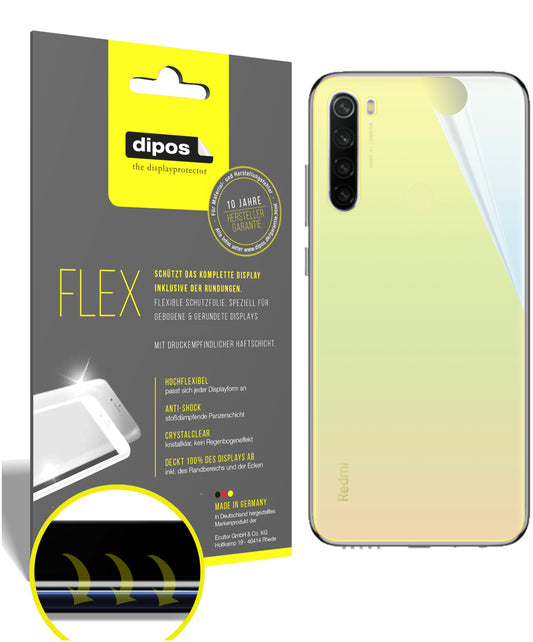 Klare Displayschutzfolie von dipos passend für Xiaomi Redmi Note 8T Rückseite, 100% Displayabdeckung und blasenfreie Montage