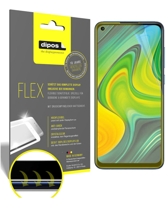 Klare Displayschutzfolie von dipos passend für Xiaomi Redmi Note 9, 100% Displayabdeckung und blasenfreie Montage