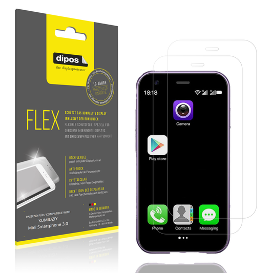 Klare Displayschutzfolie von dipos passend für XUMIUZIY Mini Smartphone 3.0, 100% Displayabdeckung und blasenfreie Montage