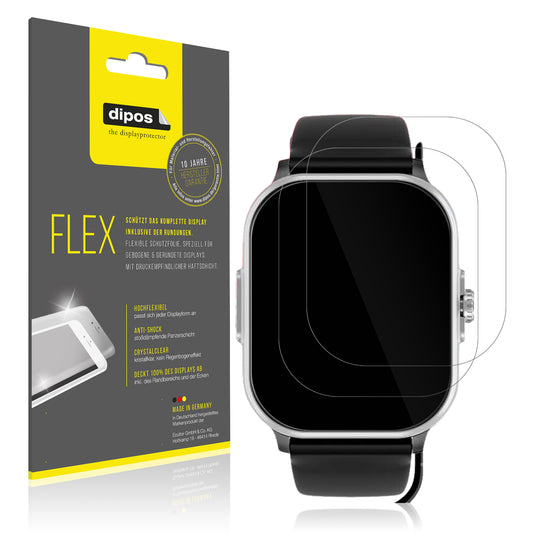 Klare Displayschutzfolie von dipos passend für YYKY Smartwatch 1.72 Zoll, 100% Displayabdeckung und blasenfreie Montage