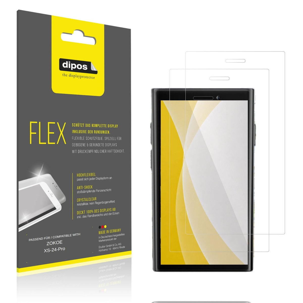 Klare Displayschutzfolie von dipos passend für ZOKOE XS-24-Pro, 100% Displayabdeckung und blasenfreie Montage