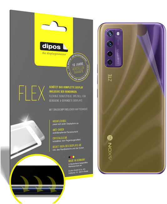Klare Displayschutzfolie von dipos passend für ZTE A20 5G Rückseite, 100% Displayabdeckung und blasenfreie Montage