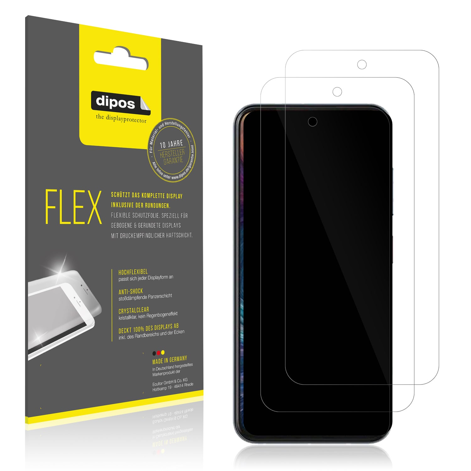 Klare Displayschutzfolie von dipos passend für ZTE Axon 70, 100% Displayabdeckung und blasenfreie Montage