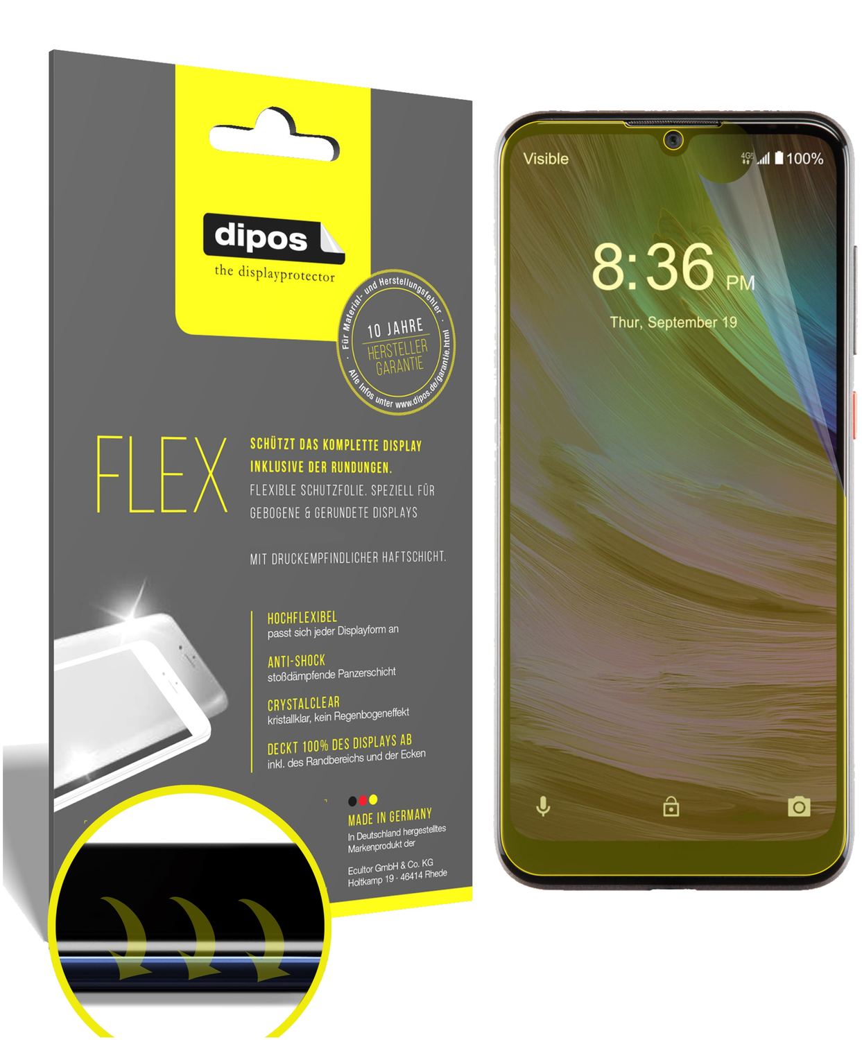 Klare Displayschutzfolie von dipos passend für ZTE Blade A7 Prime, 100% Displayabdeckung und blasenfreie Montage