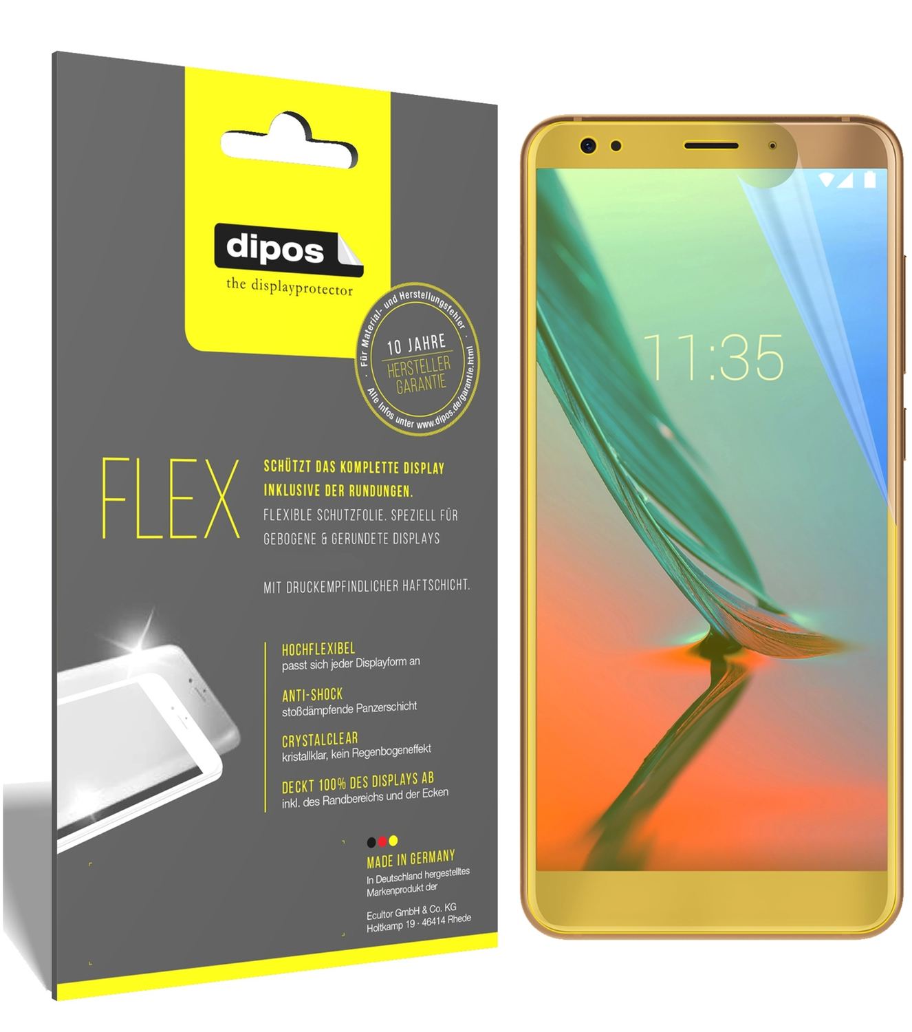 Klare Displayschutzfolie von dipos passend für ZTE Blade V9 Vita, 100% Displayabdeckung und blasenfreie Montage