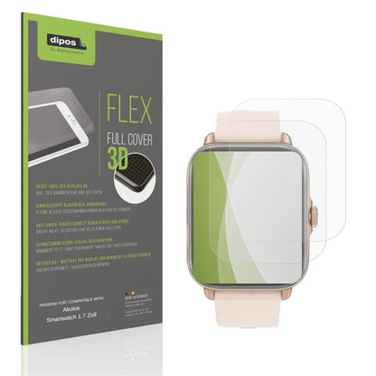 Matte Displayschutzfolie von dipos passend für Akokie Smartwatch 1.7 Zoll, 100% Displayabdeckung und blasenfreie Montage
