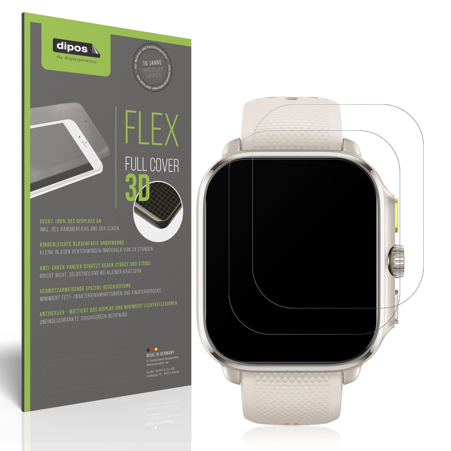 Matte Displayschutzfolie von dipos passend für Amazfit Cheetah Square, 100% Displayabdeckung und blasenfreie Montage