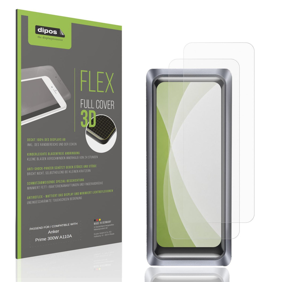Matte Displayschutzfolie von dipos passend für Anker Prime 300W A110A, 100% Displayabdeckung und blasenfreie Montage