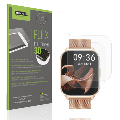 Matte Displayschutzfolie von dipos passend für APAUK Smartwatch 2.01 Zoll, 100% Displayabdeckung und blasenfreie Montage