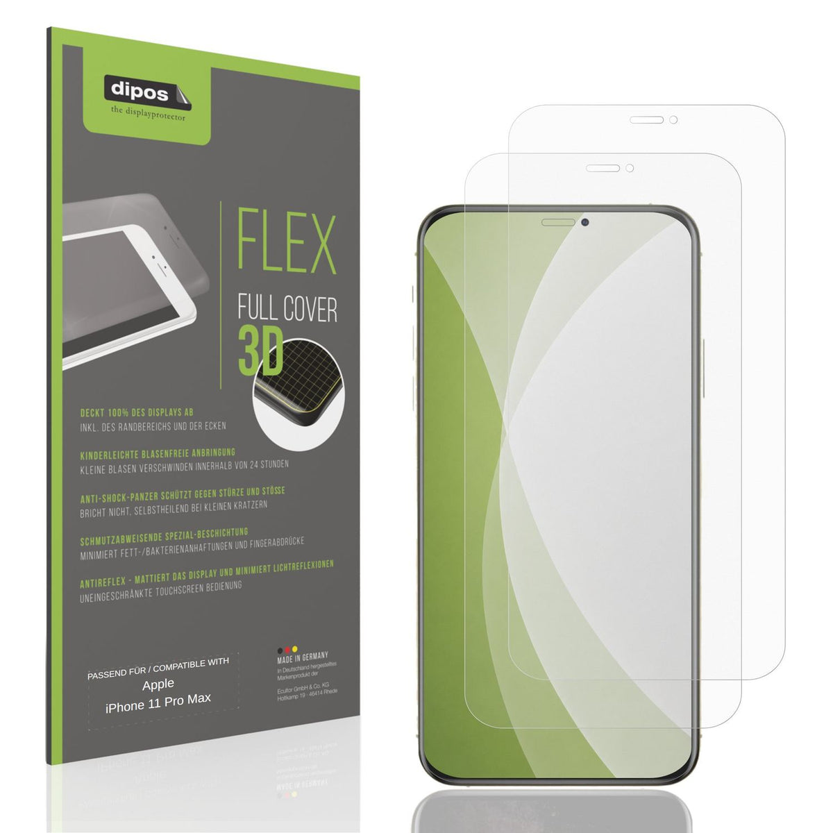 Matte Displayschutzfolie von dipos passend für Apple iPhone 11 Pro Max, 100% Displayabdeckung und blasenfreie Montage