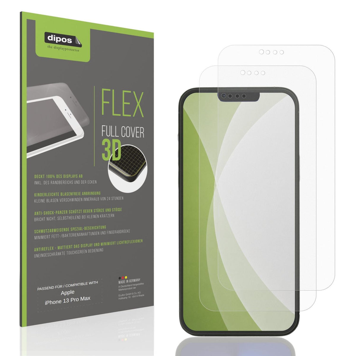 Matte Displayschutzfolie von dipos passend für Apple iPhone 13 Pro Max, 100% Displayabdeckung und blasenfreie Montage