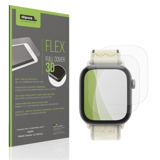 Matte Displayschutzfolie von dipos passend für Apple Watch Series 12 42mm, 100% Displayabdeckung und blasenfreie Montage