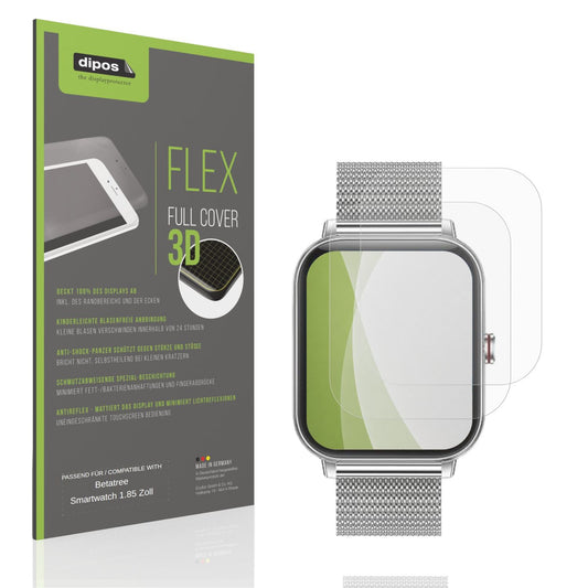 Matte Displayschutzfolie von dipos passend für Betatree Smartwatch 1.85 Zoll, 100% Displayabdeckung und blasenfreie Montage