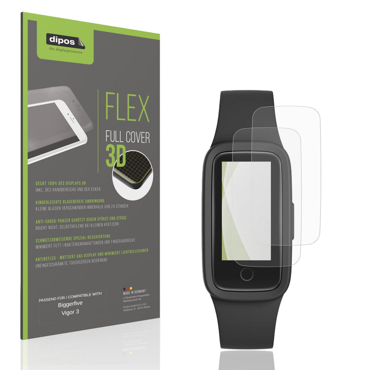 Matte Displayschutzfolie von dipos passend für Biggerfive Vigor 3, 100% Displayabdeckung und blasenfreie Montage