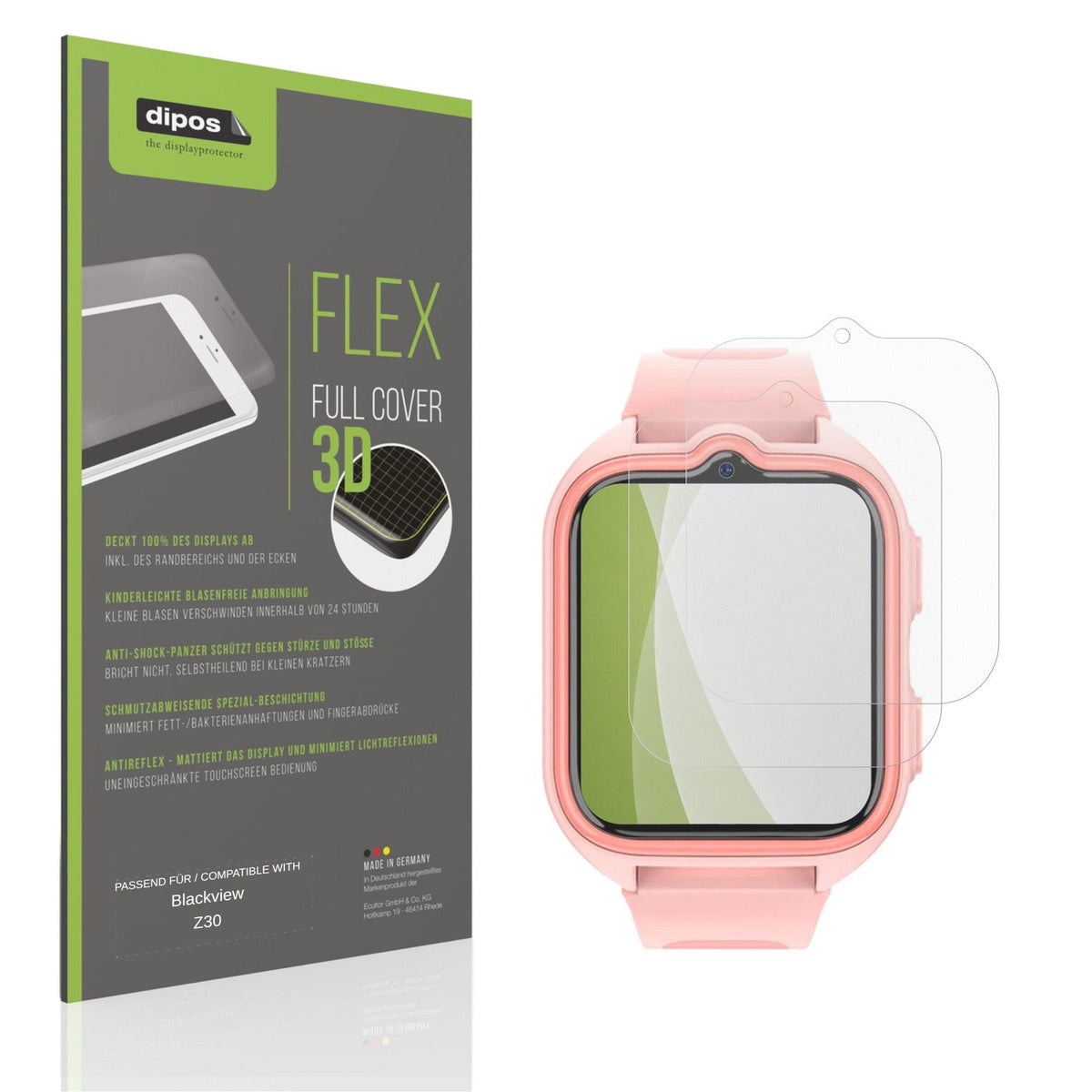 Matte Displayschutzfolie von dipos passend für Blackview Z30, 100% Displayabdeckung und blasenfreie Montage