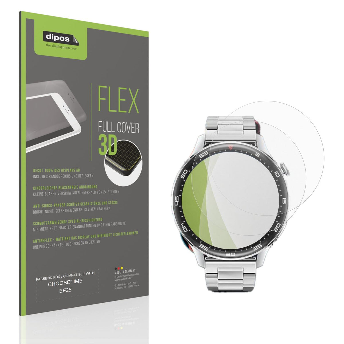 Matte Displayschutzfolie von dipos passend für CHOOSETIME EF25, 100% Displayabdeckung und blasenfreie Montage