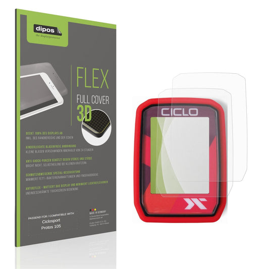Matte Displayschutzfolie von dipos passend für Ciclosport Protos 105, 100% Displayabdeckung und blasenfreie Montage