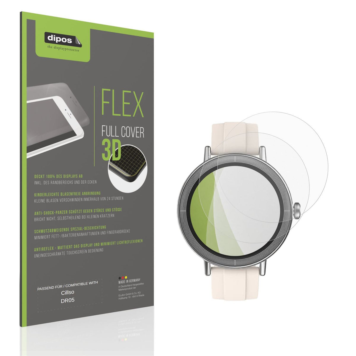 Matte Displayschutzfolie von dipos passend für Cillso DR05, 100% Displayabdeckung und blasenfreie Montage