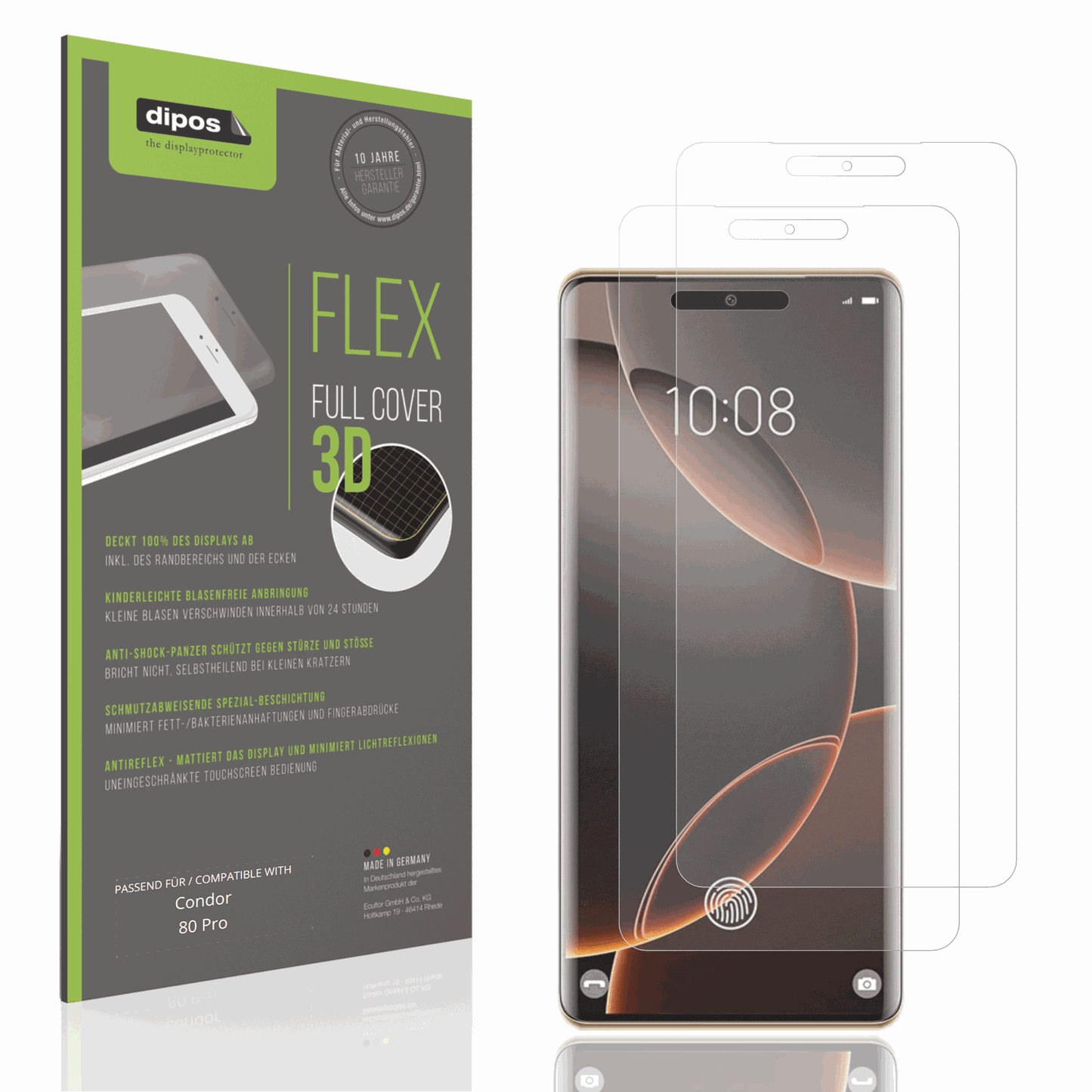Matte Displayschutzfolie von dipos passend für Condor 80 Pro, 100% Displayabdeckung und blasenfreie Montage