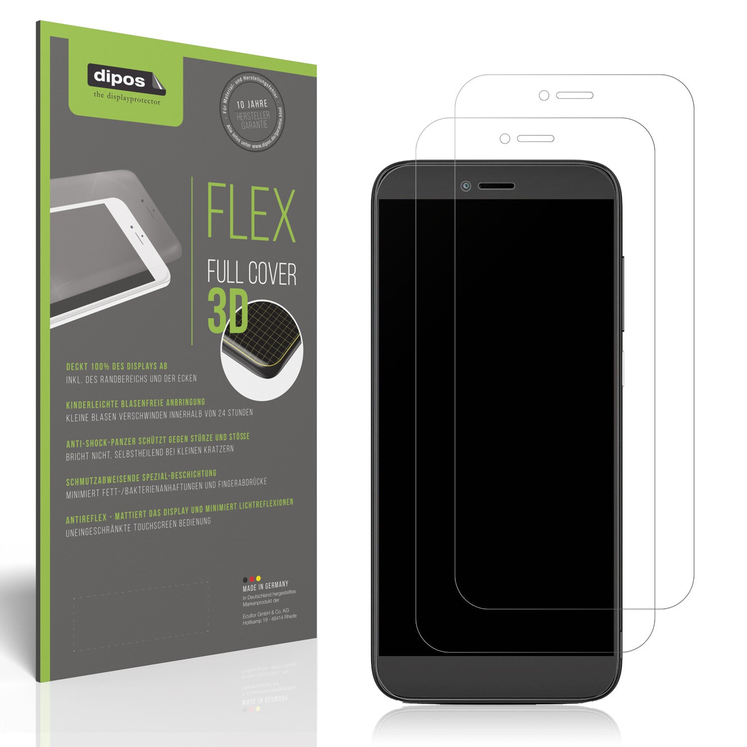 Matte Displayschutzfolie von dipos passend für Coolpad Legacy SR, 100% Displayabdeckung und blasenfreie Montage
