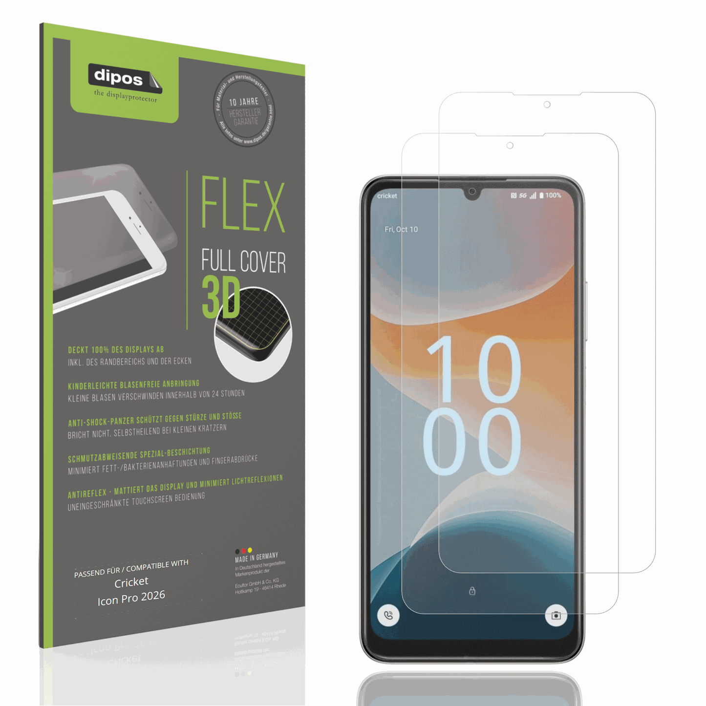 Matte Displayschutzfolie von dipos passend für Cricket Icon Pro 2026, 100% Displayabdeckung und blasenfreie Montage