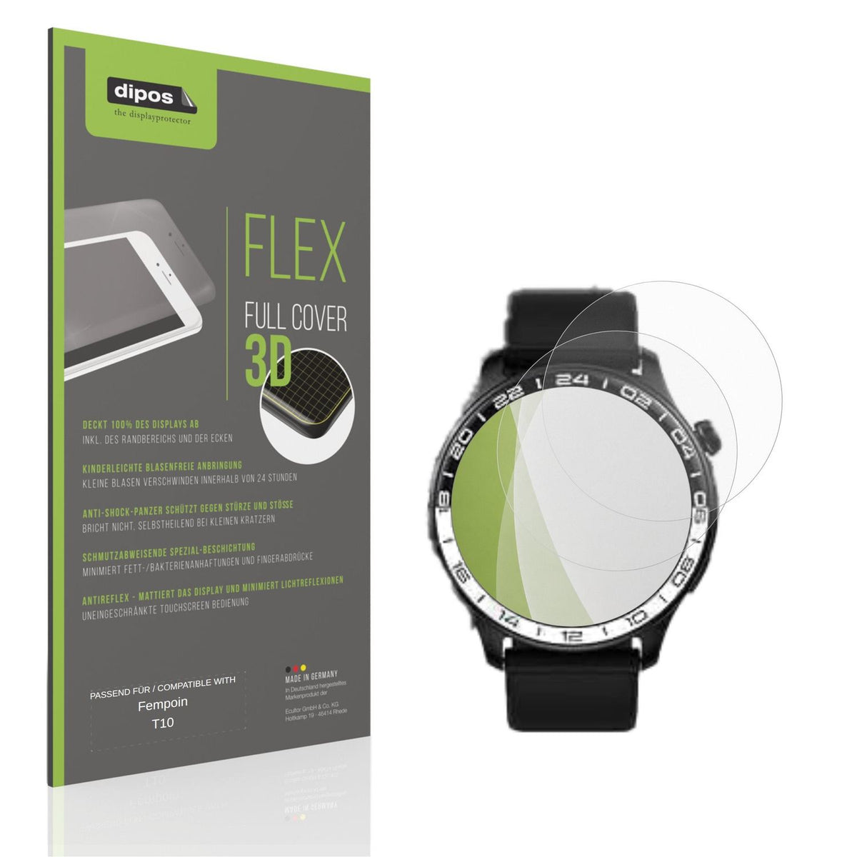 Matte Displayschutzfolie von dipos passend für Fempoin T10, 100% Displayabdeckung und blasenfreie Montage
