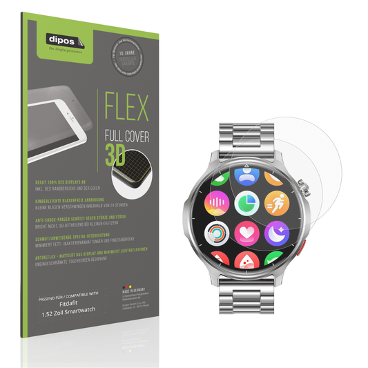 Matte Displayschutzfolie von dipos passend für Fitdafit 1.52 Zoll Smartwatch, 100% Displayabdeckung und blasenfreie Montage