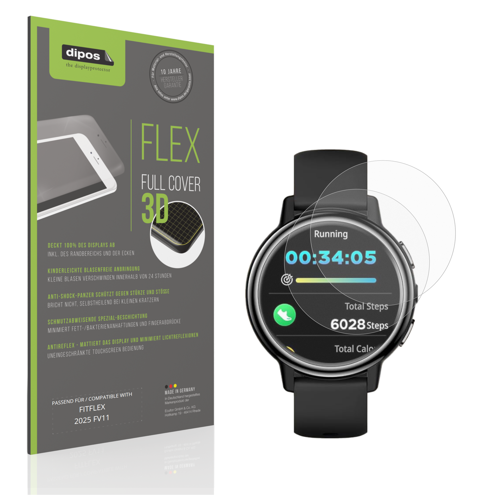 Matte Displayschutzfolie von dipos passend für FITFLEX 2025 FV11, 100% Displayabdeckung und blasenfreie Montage