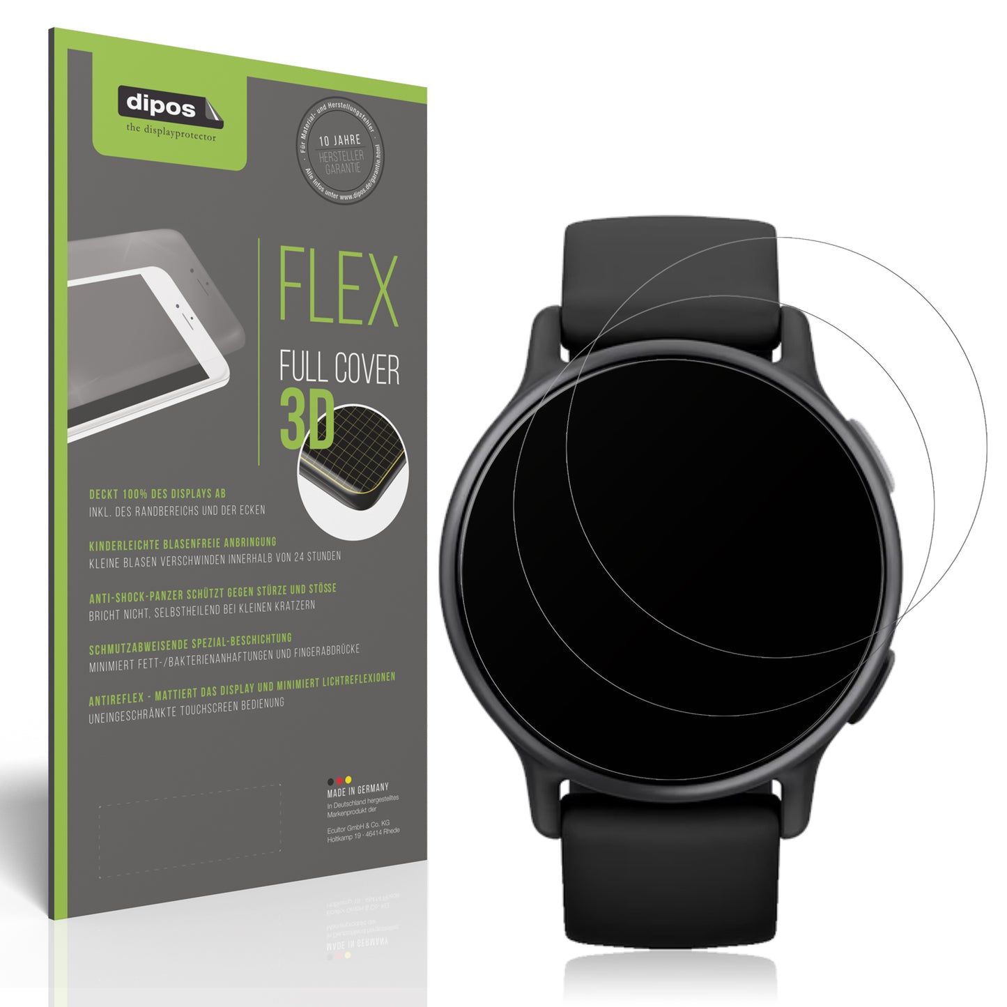 Matte Displayschutzfolie von dipos passend für Garmin Vivoactive 5, 100% Displayabdeckung und blasenfreie Montage