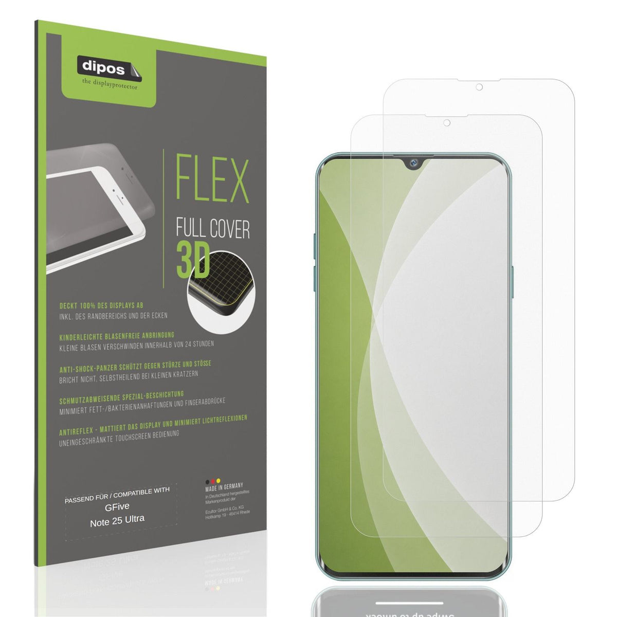 Matte Displayschutzfolie von dipos passend für GFive Note 25 Ultra, 100% Displayabdeckung und blasenfreie Montage