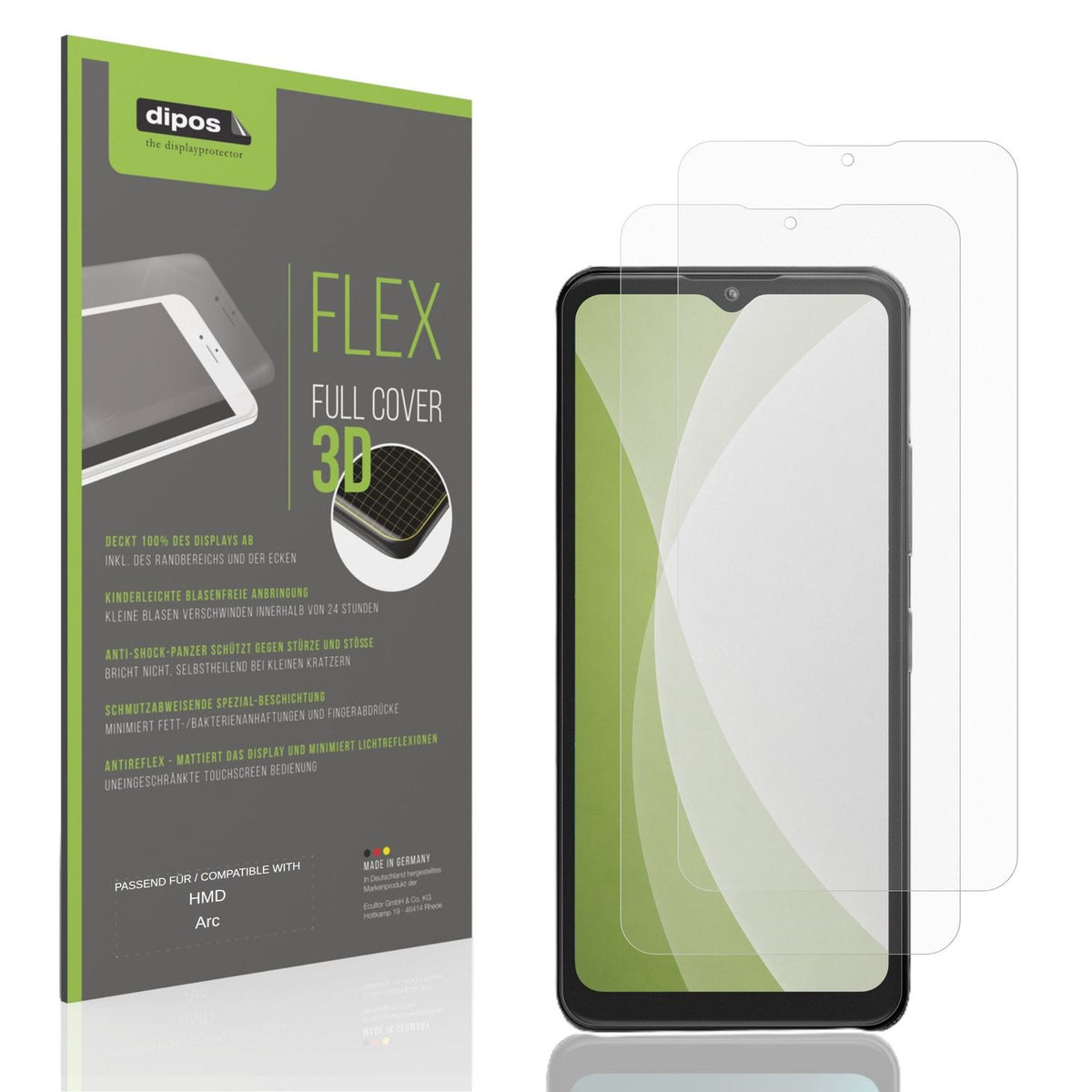 Matte Displayschutzfolie von dipos passend für HMD Arc, 100% Displayabdeckung und blasenfreie Montage