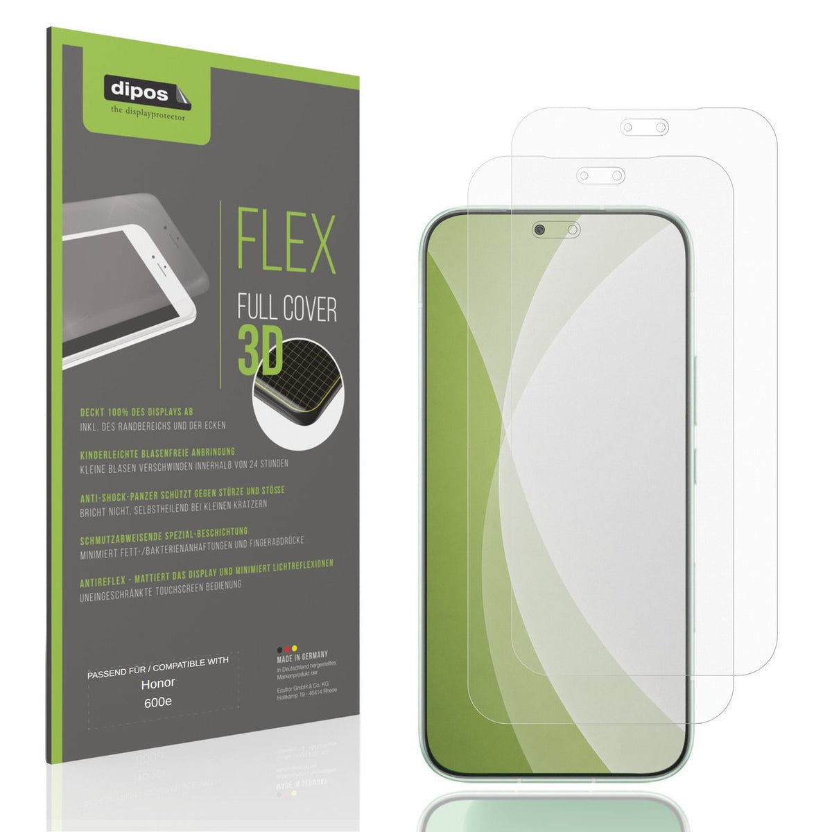 Matte Displayschutzfolie von dipos passend für Honor 600e, 100% Displayabdeckung und blasenfreie Montage
