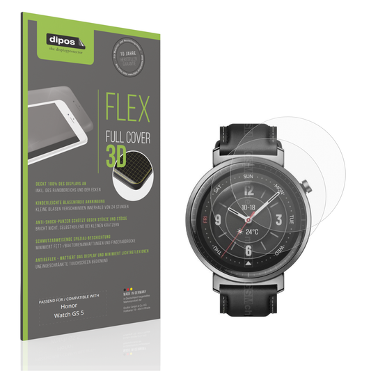 Matte Displayschutzfolie von dipos passend für Honor Watch GS 5, 100% Displayabdeckung und blasenfreie Montage