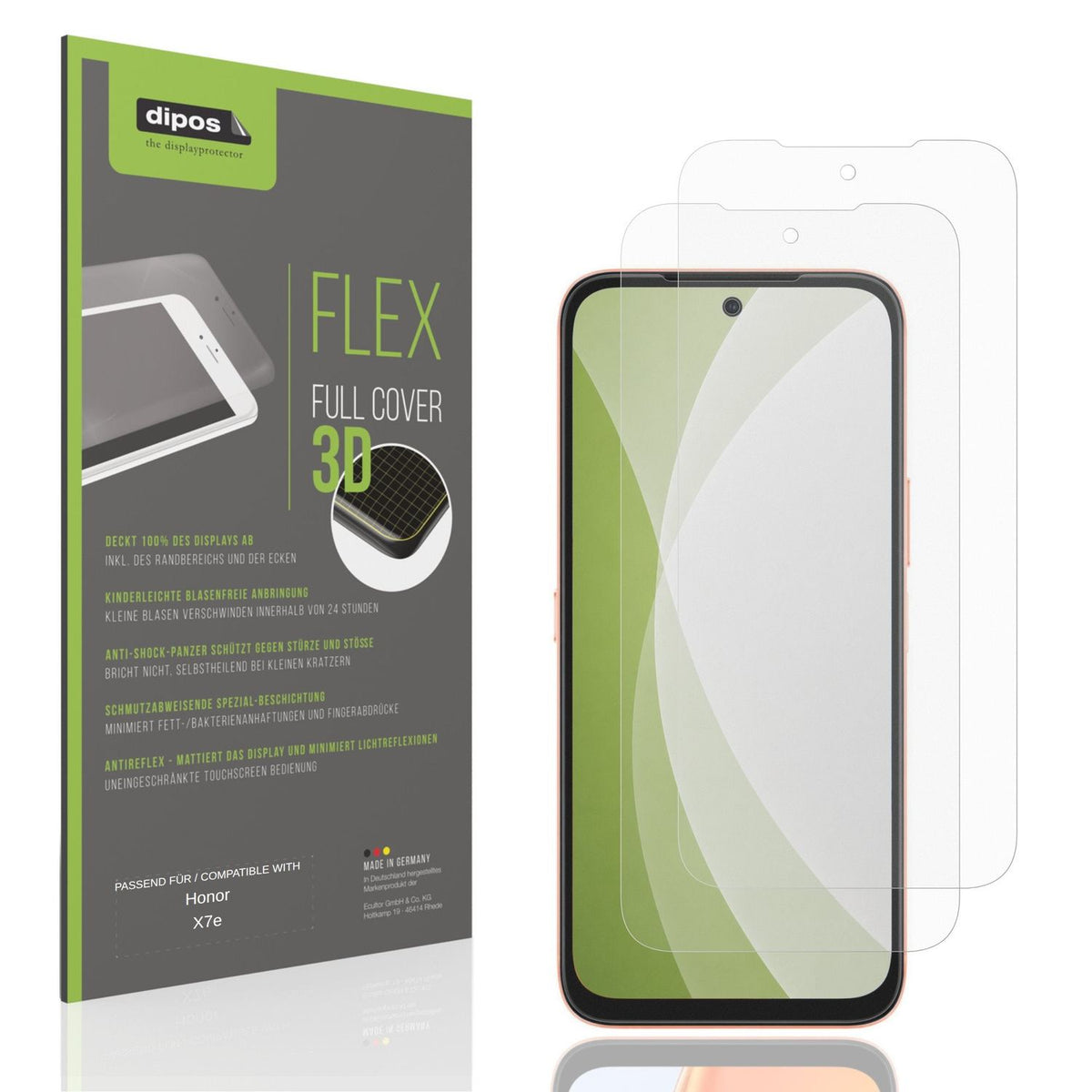 Matte Displayschutzfolie von dipos passend für Honor X7e, 100% Displayabdeckung und blasenfreie Montage