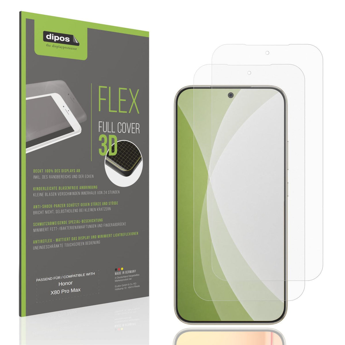 Matte Displayschutzfolie von dipos passend für Honor X80 Pro Max, 100% Displayabdeckung und blasenfreie Montage