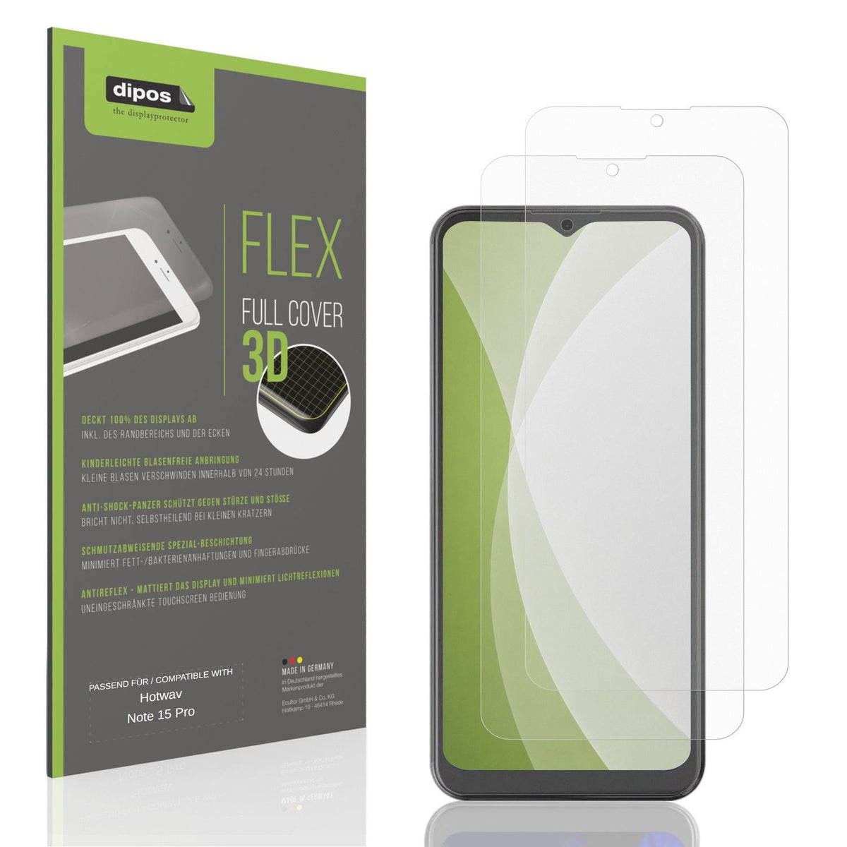 Matte Displayschutzfolie von dipos passend für Hotwav Note 15 Pro, 100% Displayabdeckung und blasenfreie Montage
