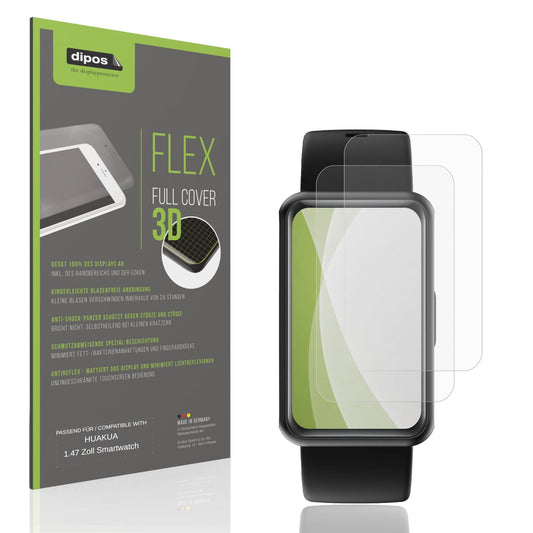 Matte Displayschutzfolie von dipos passend für HUAKUA 1.47 Zoll Smartwatch, 100% Displayabdeckung und blasenfreie Montage