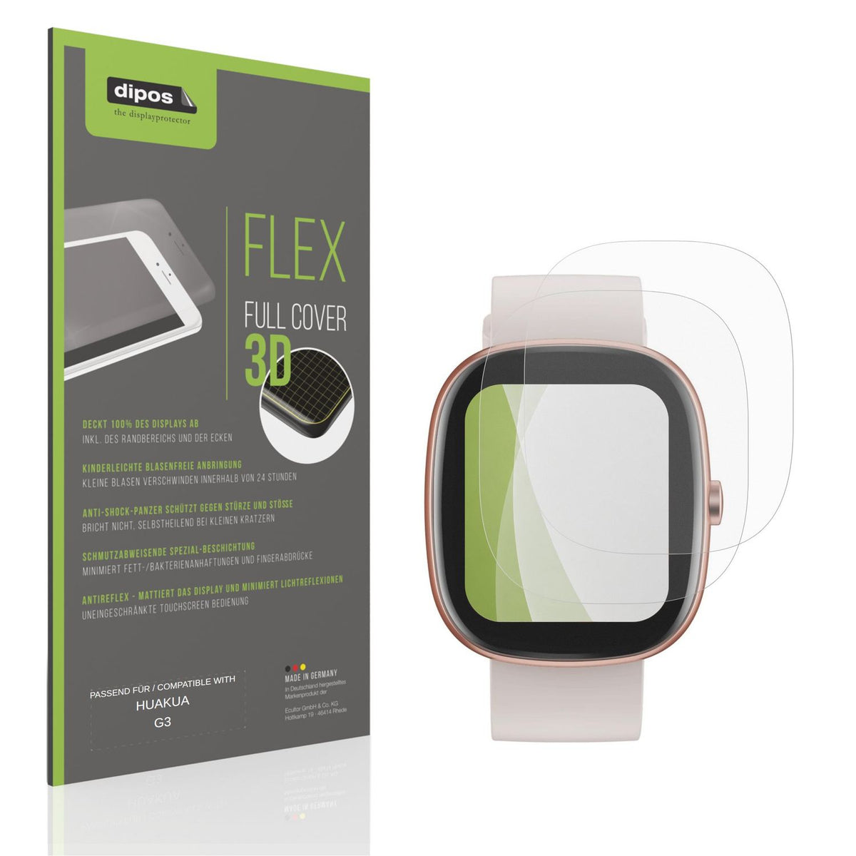 Matte Displayschutzfolie von dipos passend für HUAKUA G3, 100% Displayabdeckung und blasenfreie Montage