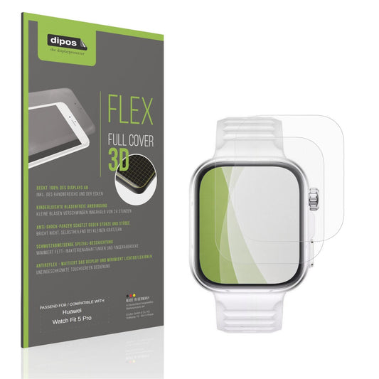Matte Displayschutzfolie von dipos passend für Huawei Watch Fit 5 Pro, 100% Displayabdeckung und blasenfreie Montage