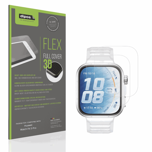Matte Displayschutzfolie von dipos passend für Huawei Watch Fit 5 Pro, 100% Displayabdeckung und blasenfreie Montage
