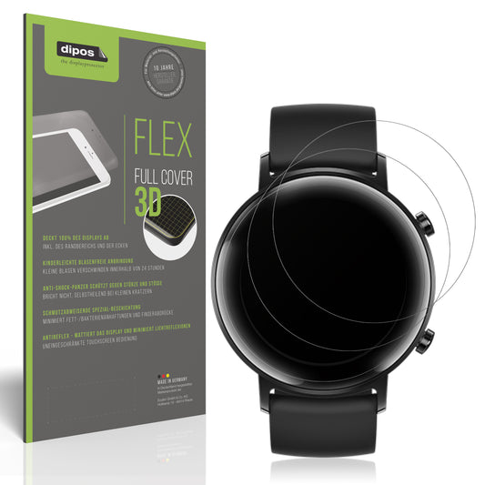 Matte Displayschutzfolie von dipos passend für Huawei Watch GT2 42mm, 100% Displayabdeckung und blasenfreie Montage