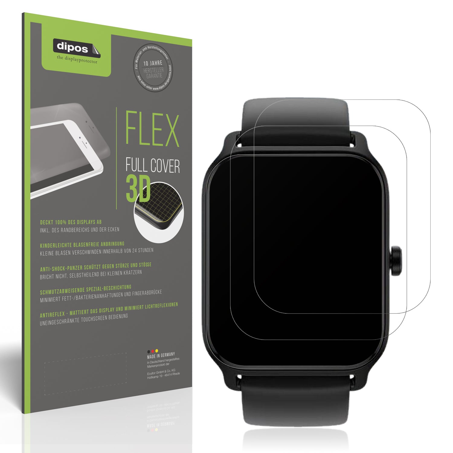 Matte Displayschutzfolie von dipos passend für IFMDA 1.8 Zoll Smartwatch, 100% Displayabdeckung und blasenfreie Montage