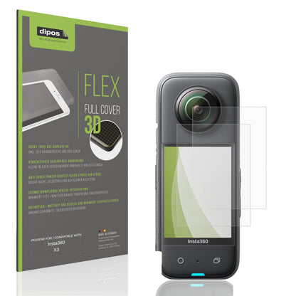 Matte Displayschutzfolie von dipos passend für Insta360 X3, 100% Displayabdeckung und blasenfreie Montage