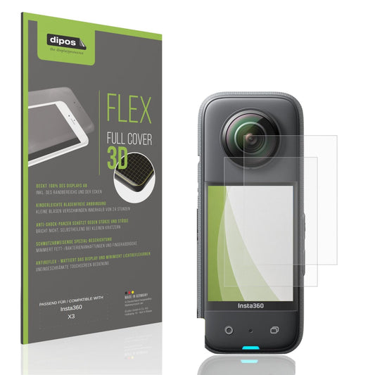 Matte Displayschutzfolie von dipos passend für Insta360 X3, 100% Displayabdeckung und blasenfreie Montage