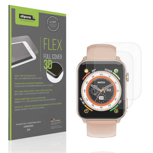 Matte Displayschutzfolie von dipos passend für IOWODO Q9, 100% Displayabdeckung und blasenfreie Montage